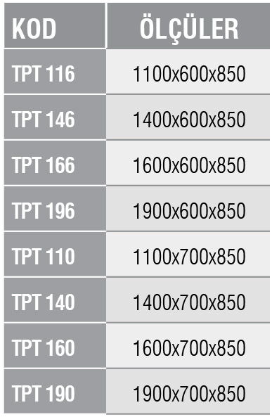 TPT S – Polietilen Tablalı Tezgah