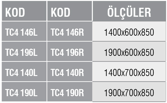 TM4 S - Mermer Tablalı Tezgah/ 4 Çekmeceli